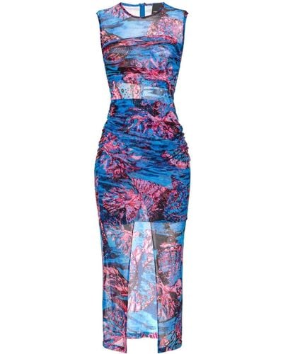Pinko Graphic-print Sleeveless Midi Dress - Blue