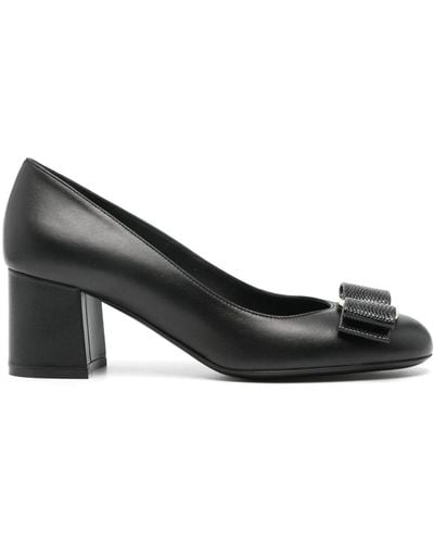 Ferragamo Melena 70mm Leather Court Shoes - Black