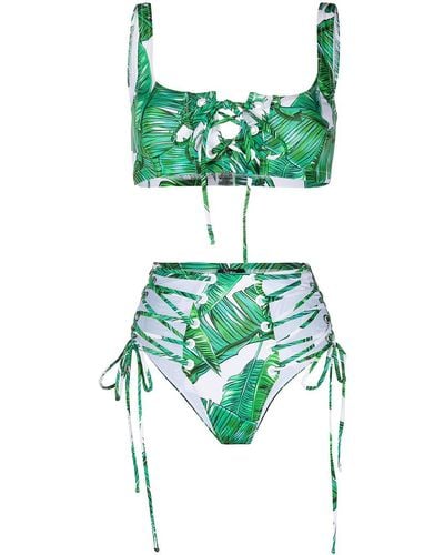 Noire Swimwear Bragas de bikini Jungle con talle alto - Verde