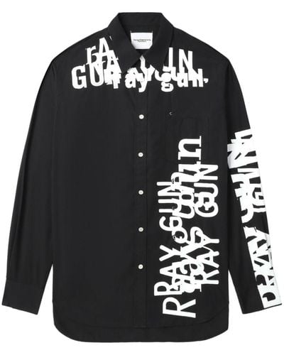 TAKAHIROMIYASHITA TheSoloist. Graphic Letter-print Two-tone Shirt - Black