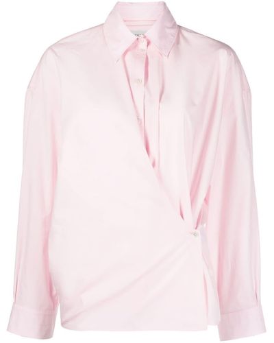 Lemaire Wrap-effect Cotton-poplin Shirt - Pink