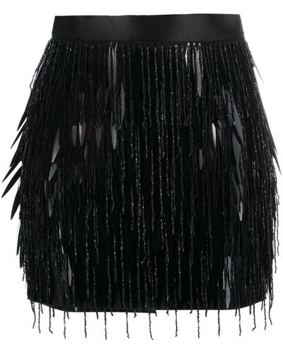 Elisabetta Franchi Sequin-embellished Fringed Miniskirt - Black