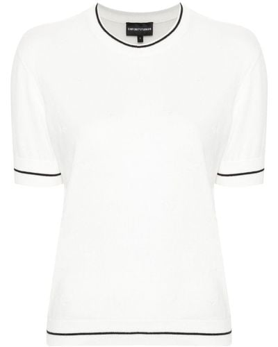 Emporio Armani Logo-embroidered Knitted Top - White