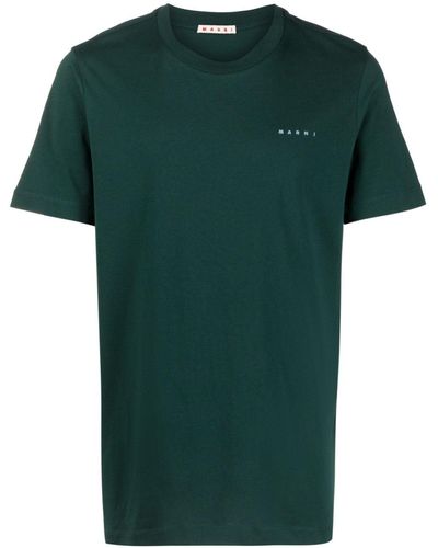 Marni T-Shirt mit Logo-Stickerei - Grün