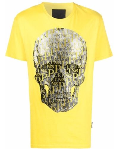 Philipp Plein Beaded Logo-skull T-shirt - Yellow