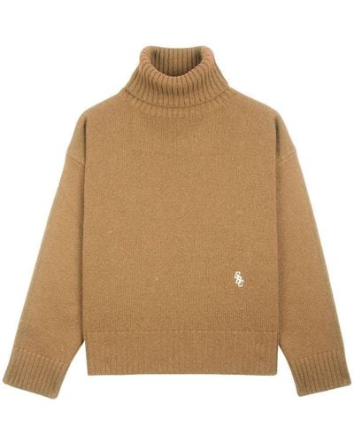 Sporty & Rich Logo-embroidered Wool Sweater - Natural
