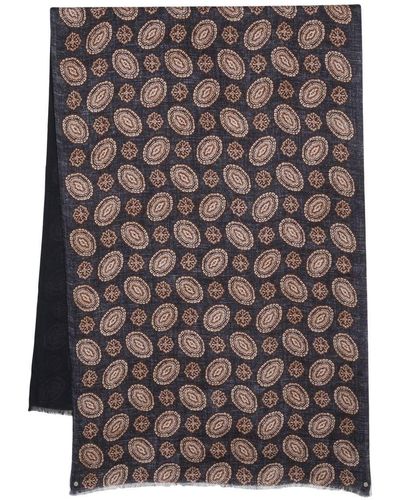 Dell'Oglio Two-toned Patterned Scarf - Brown