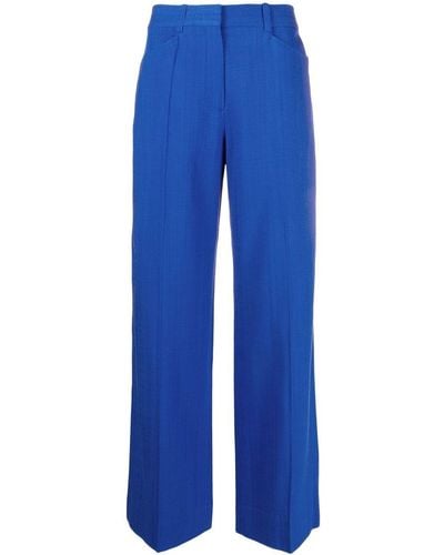 Victoria Beckham Pantalon droit à taille haute - Bleu