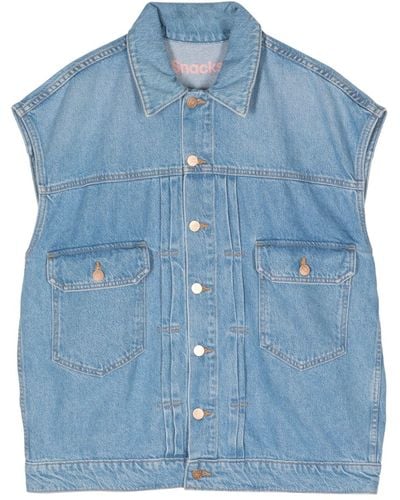 Mother The Big Bite Denim Vest - Blue