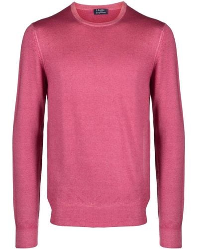 Barba Napoli Ribbed-trim Virgin-wool Sweater - Pink