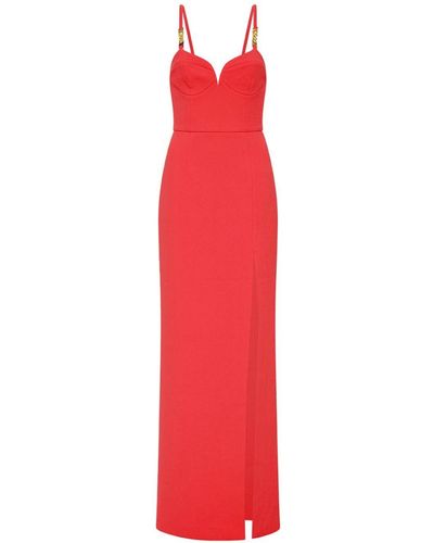 Rebecca Vallance Piero Chain-link Detail Gown Dress - Red