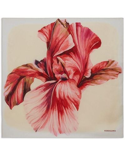 Ferragamo Iris-print Silk Foulard Scarf - Pink