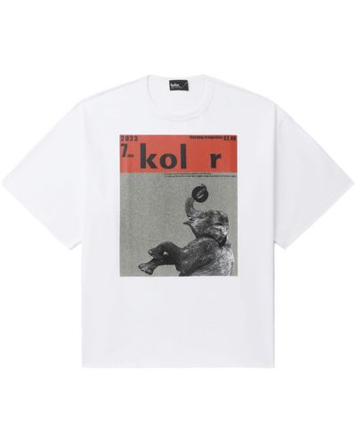 Kolor T-shirt en coton à imprimé graphique - Blanc