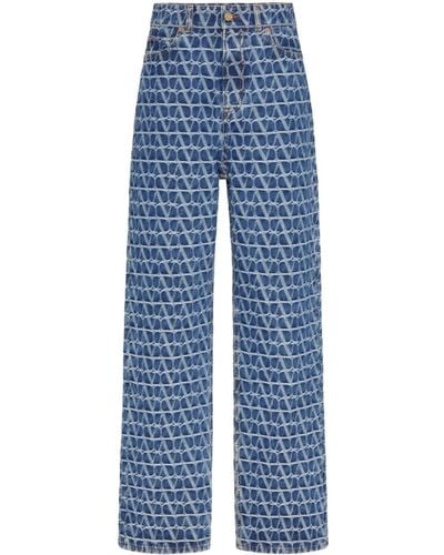 Valentino Garavani Toile Iconographe Straight-leg Jeans - Blue