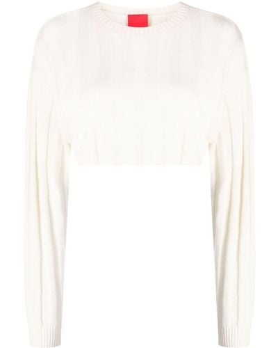 Cashmere In Love Remy Ribbed-knit Cropped Jumper - White