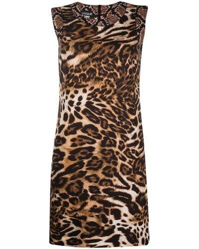 Boutique Moschino Vestido ajustado corto con animal print - Marrón