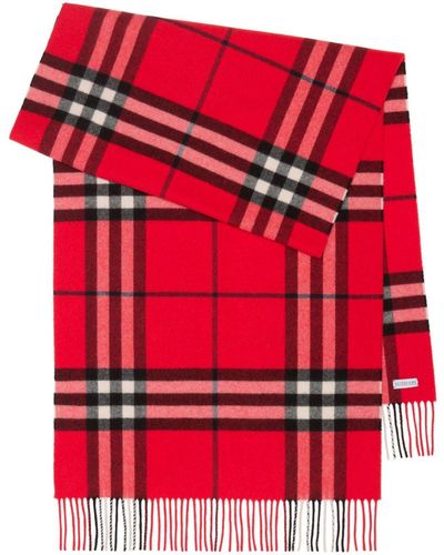 Burberry Vintage Check Cashmere Scarf - Red