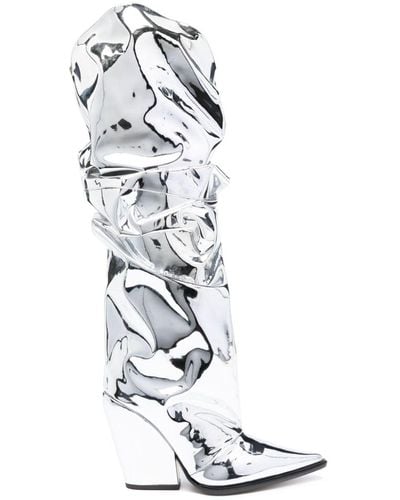 Alexandre Vauthier Avi 110mm Metallic Knee-high Boots - White