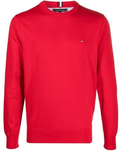 Tommy Hilfiger Fein gestrickter Pullover mit Logo - Rot