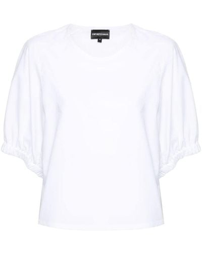 Emporio Armani Popeline-Bluse mit Logo-Stickerei - Weiß