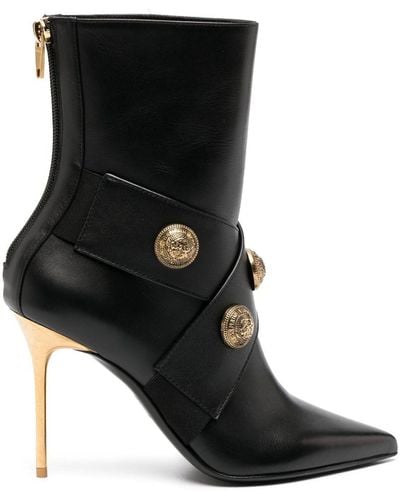 Balmain Pointed-toe Leather Boots - Black