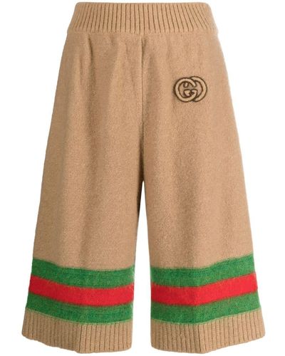 Gucci Web Detail Wool Shorts - Green