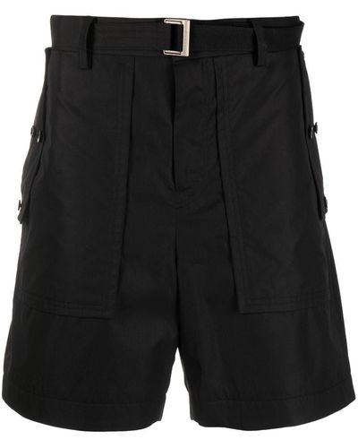 Sacai Drop-crotch Cotton Shorts - Black