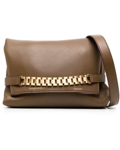 Victoria Beckham Chain Leather Clutch Bag - Brown