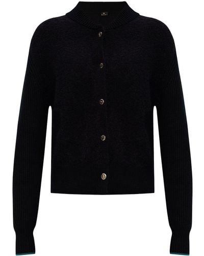 PS by Paul Smith Contrasting-trim Cotton Cardigan - Black