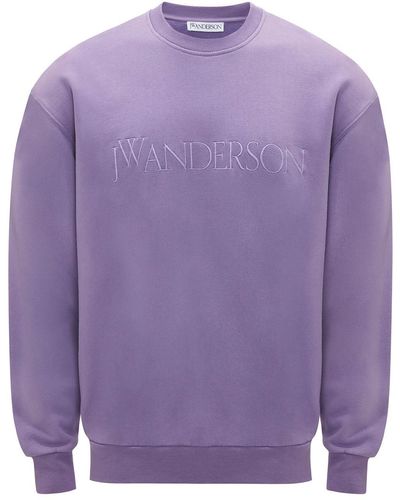 JW Anderson Logo-embroidered Cotton Sweatshirt - Purple
