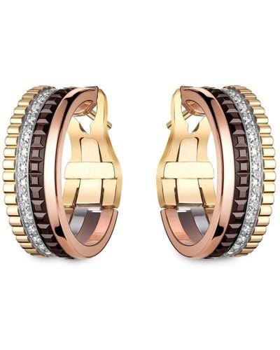 Boucheron 18kt Yellow, White And Rose Gold Quatre Classic Hoop Diamond Earrings - Multicolor