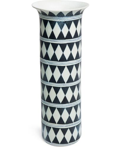 L'objet Vaso con stampa geometrica 45cm - Bianco