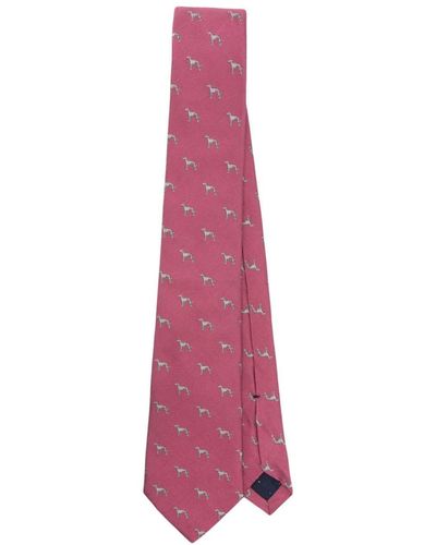 Paul Smith Dog-motif Silk Tie - Pink