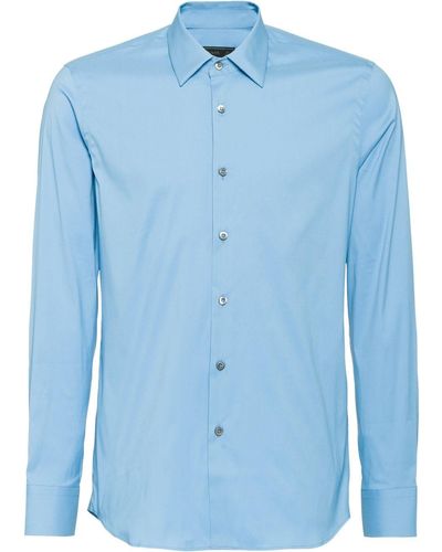Prada Stretch Popeline Shirt - Blauw
