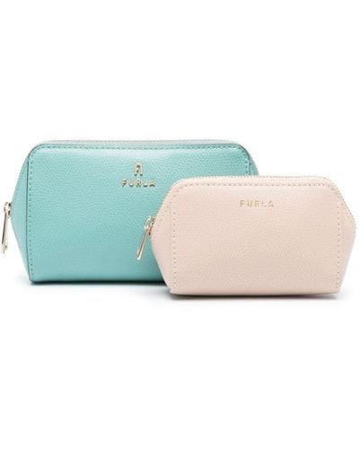 Furla Continental Leather Make Up Bag (pack Of Two) - Blue