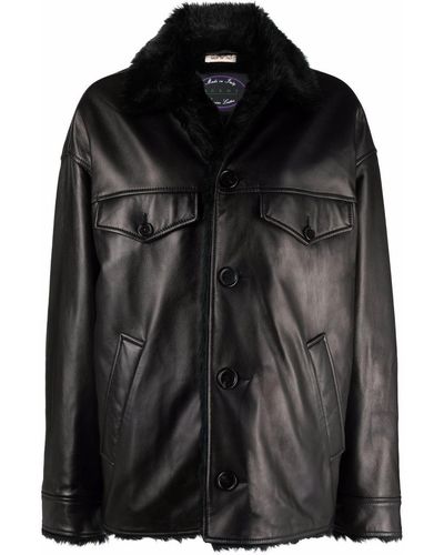 Marni Faux Fur-trim Leather Jacket - Black