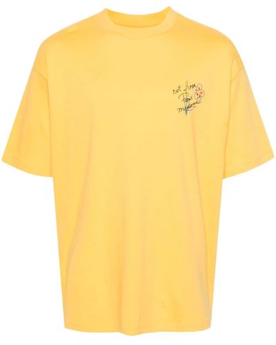 Drole de Monsieur T-Shirt mit Slogan-Print - Gelb