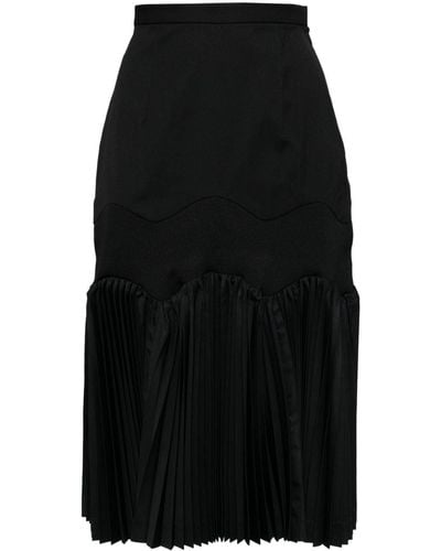 Toga Pleated Taffeta Midi Skirt - Black