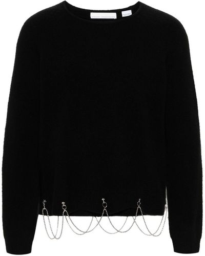 Random Identities Long-sleeved Chain-embellished Sweater - Black
