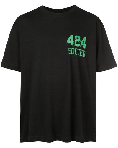 424 T-shirt Met Logo - Zwart