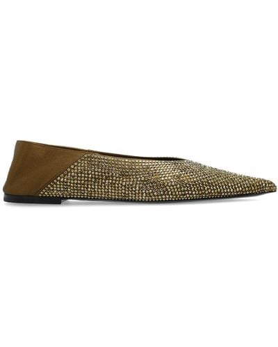 Saint Laurent Nour crystal-embellished slippers - Grün