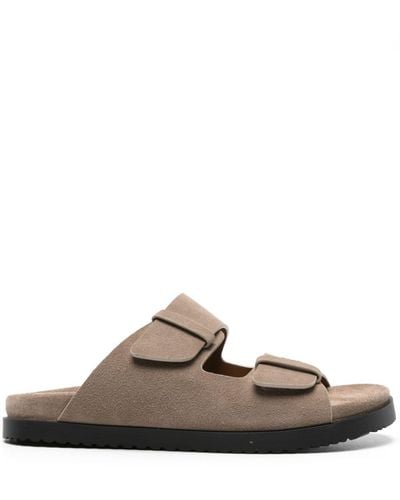Doucal's Double-strap Suede Slides - Brown