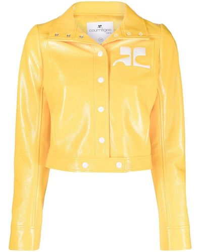 Courreges Cropped-Jacke mit Logo-Patch - Gelb