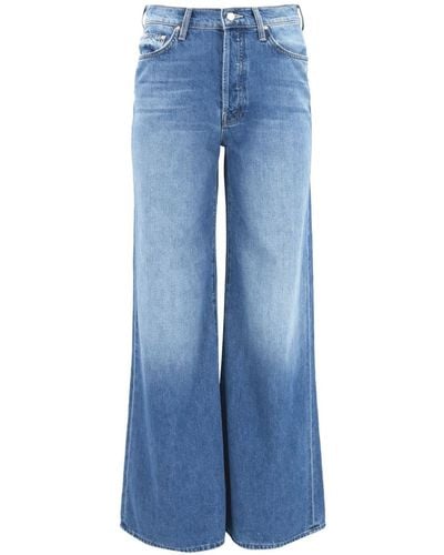 Mother The Ditcher Roller Sneak Wide-Leg-Jeans mit hohem Bund - Blau