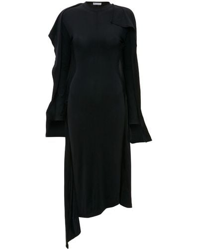 JW Anderson Long-sleeve Layered Midi Dress - Black
