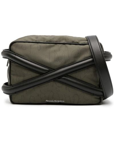 Alexander McQueen Gabardine-Tasche mit Einsatz aus Leder - Schwarz