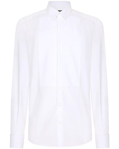 Dolce & Gabbana ゴールドフィット タキシードシャツ - ホワイト