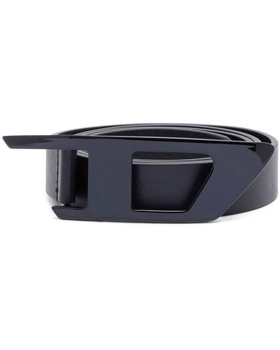 DIESEL B-Dlogo leather belt - Blu
