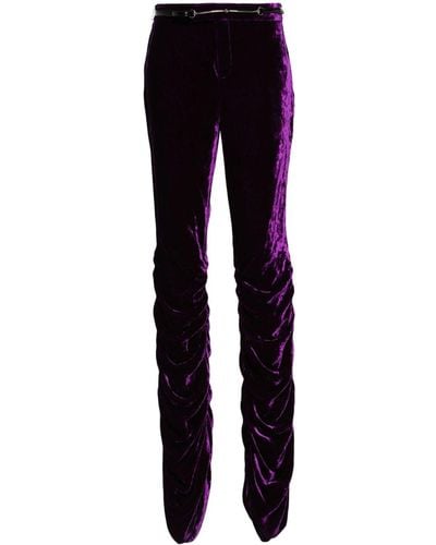 Gucci Low-rise Slim-fit Velvet Trousers - Purple