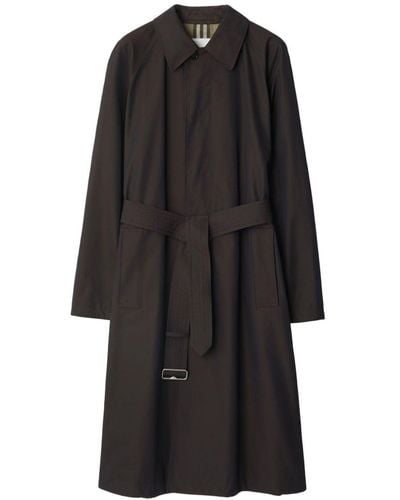Burberry Belted Changeant-cotton Car Coat - Black